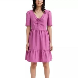 LEVIS Marcella Cotton Short-SleeveTrapeze Dress IRIS ORCHID SIZE MEDIUM NWT